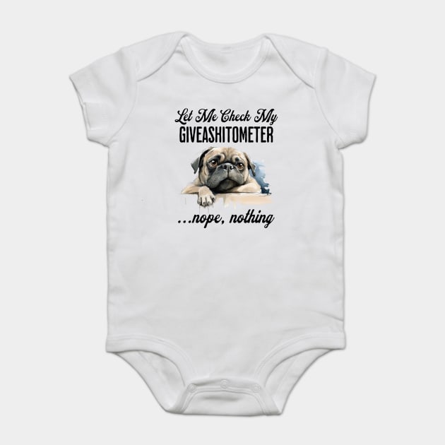Dog Checking Its Giveashitometer funny design Baby Bodysuit by Luxinda